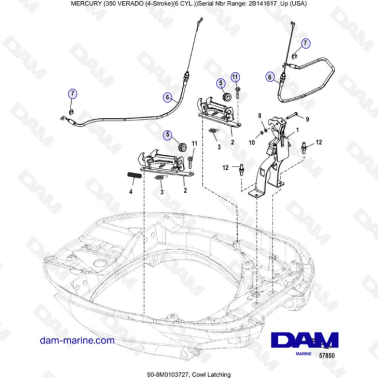 Mercury Verado 350 (SN2B144123 & +) - Cowl latching