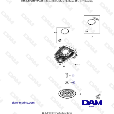 Mercury Verado 350 (SN2B144123 & +) - Flywheel & cover
