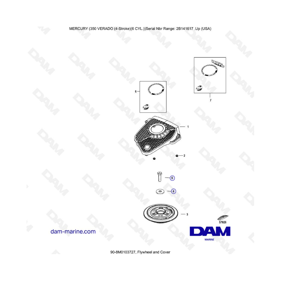 Mercury Verado 350 (SN2B144123 y +) - Volante y tapa