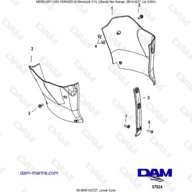 Mercury 350 Verado (6 CYL) - Lower cowl