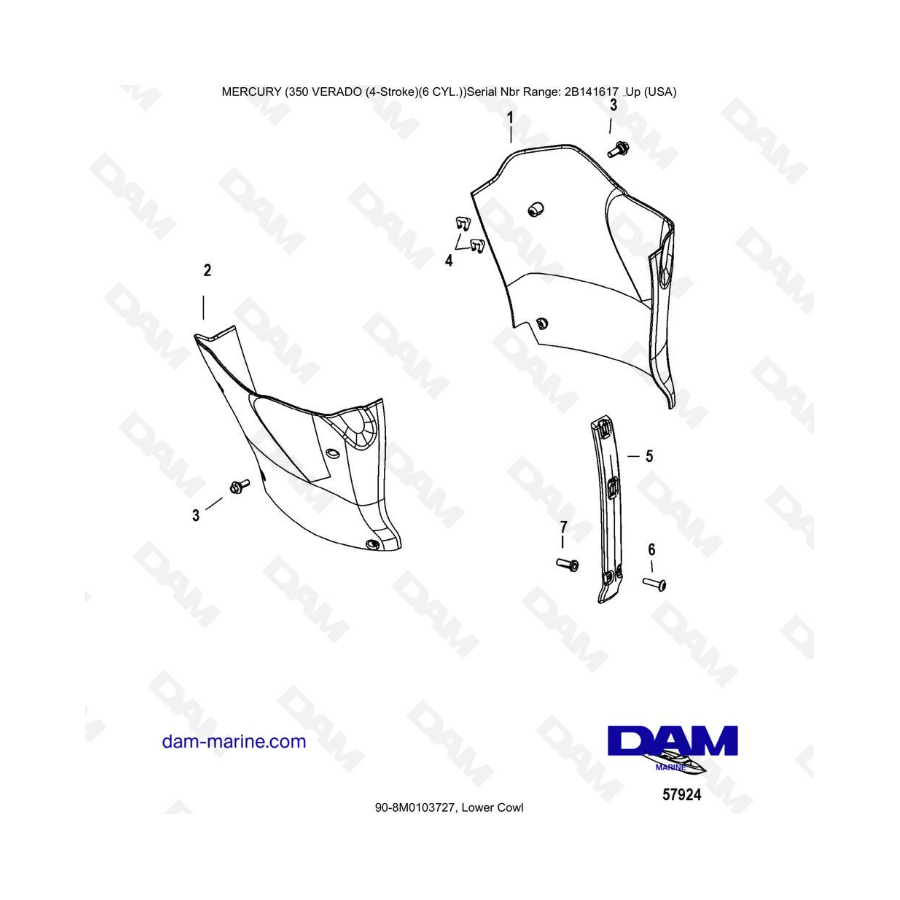 Mercury 350 Verado (6 CYL) - Lower cowl
