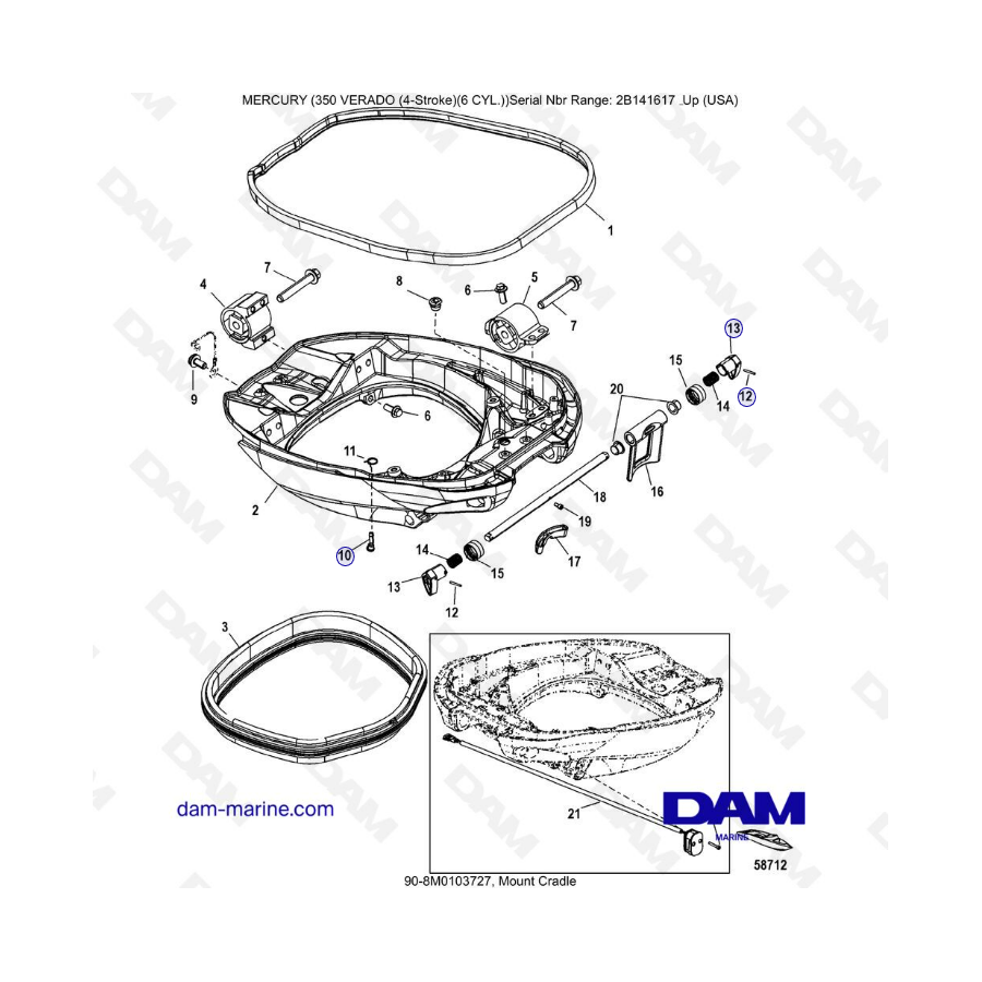 Mercury 350 Verado (6 CYL) - Mount cradle