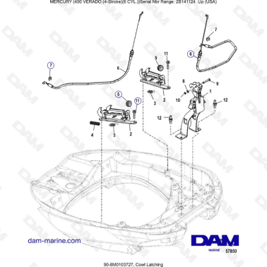 Mercury Verado 400 - Cowl latching