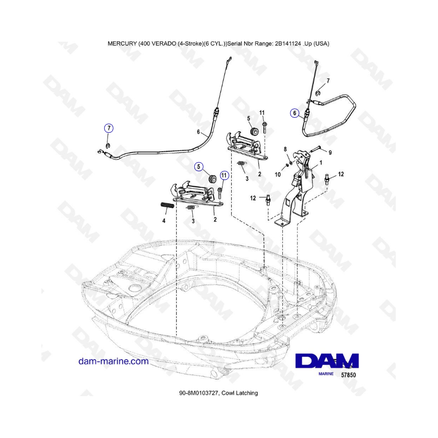 Mercury Verado 400 - Cowl latching