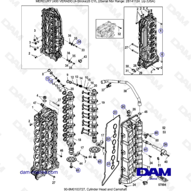 Mercury Verado 400 - Cylinder head & camshaft
