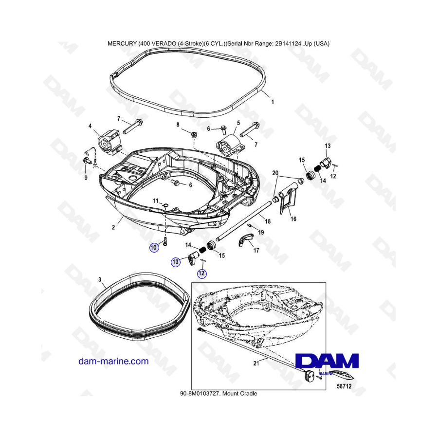 Mercury Verado 400 - Mount Cradle