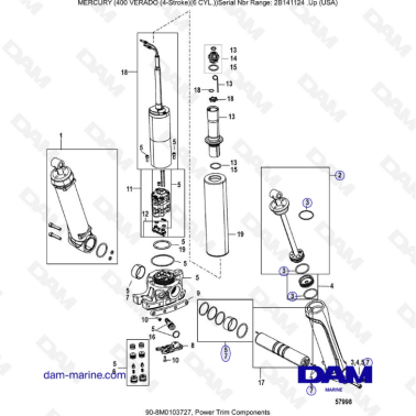 Mercury Verado 400 - Power trim components