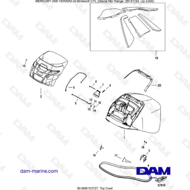 Mercury Verado 400 - Top cowl