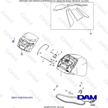 Mercury Verado 200 (6 Cylindres) - Top Cowl