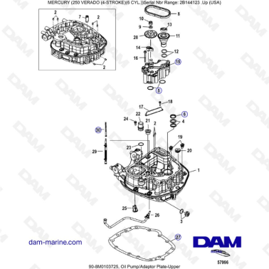 Mercury Verado 250 - Oil pump/Adaptor plate-upper