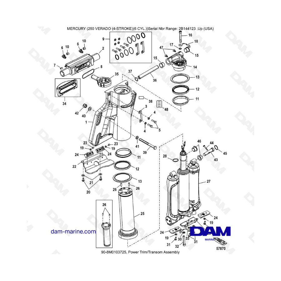 Mercury Verado 250 - Power trim/Transom assembly
