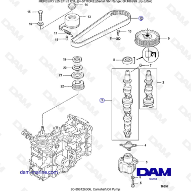 Mercury EFI 25cv - Camshaft/Oil pump