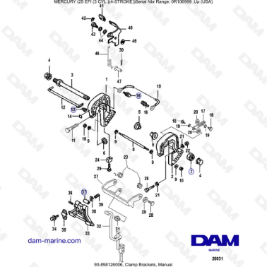 Mercury EFI 25cv - Clamp brackets, manual