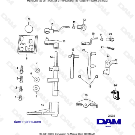 Mercury EFI 25cv - Kit conversión-arranque manual