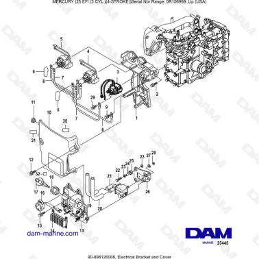 Mercury EFI 25cv - Electrical bracket & cover