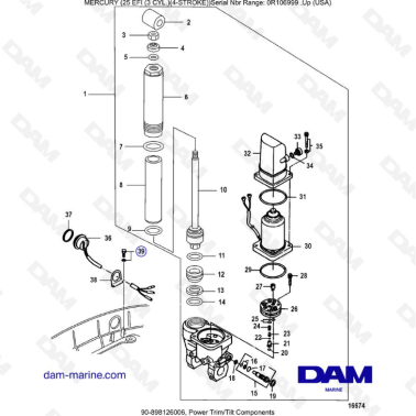 Mercury 25 EFI - Power trim / Tilt Components