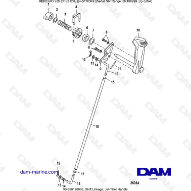 Mercury 25 EFI - Shift linkage, jet-tiller handle