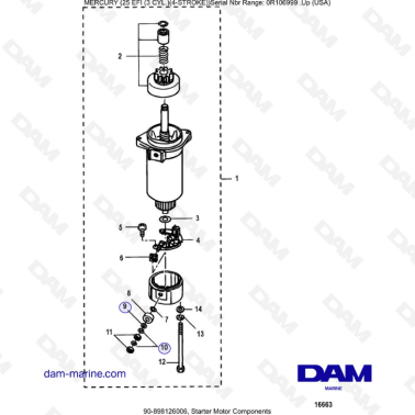 Mercury 25 EFI - Starter motor components