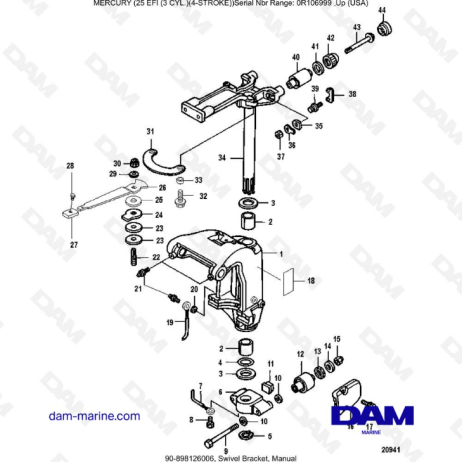 Mercury 25 EFI - Soporte giratorio, manual