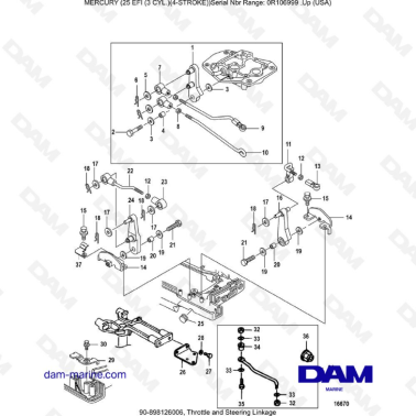 Mercury 25 EFI - Throttle & steering linkage