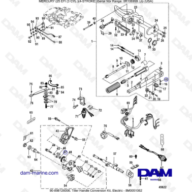 Mercury 25 EFI - Tiller Handle conversion kit, electric