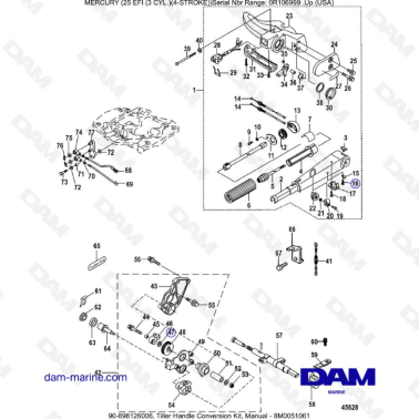 Mercury 25 EFI - Tiller handle conversion kit, manual