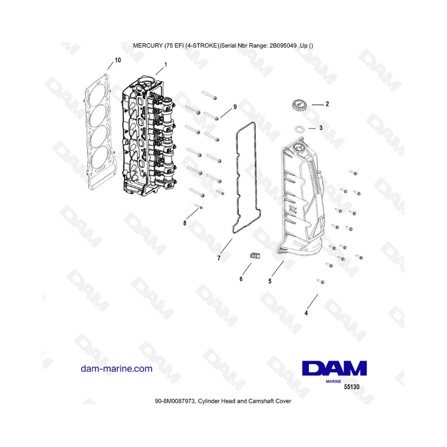 Mercury 75 EFI - Cylinder head & camshaft cover