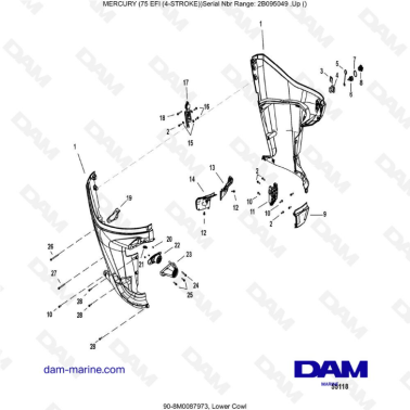 Mercury 75 EFI - Lower cowl