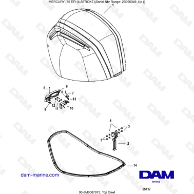 Mercury 75 EFI - Top cowl