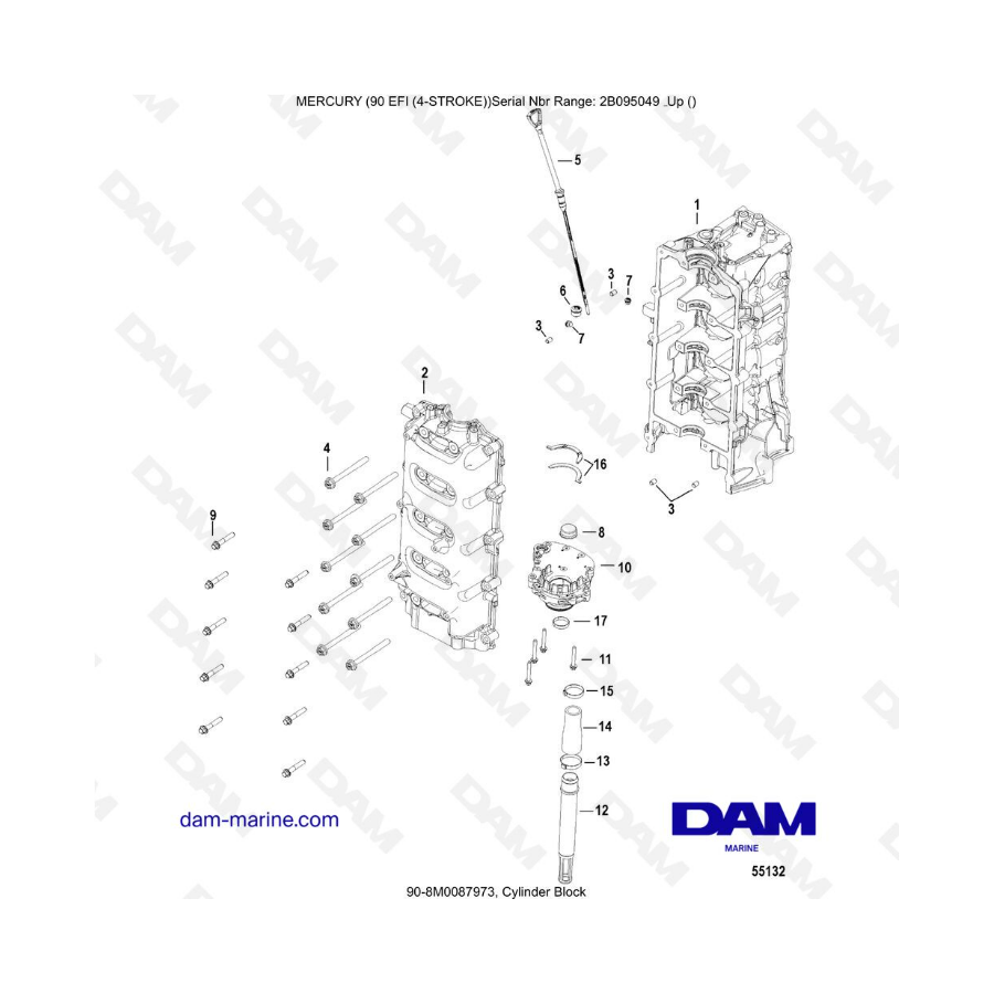 Mercury 90 EFI - Cylinder block Mercury 90 EFI - Cylinder block