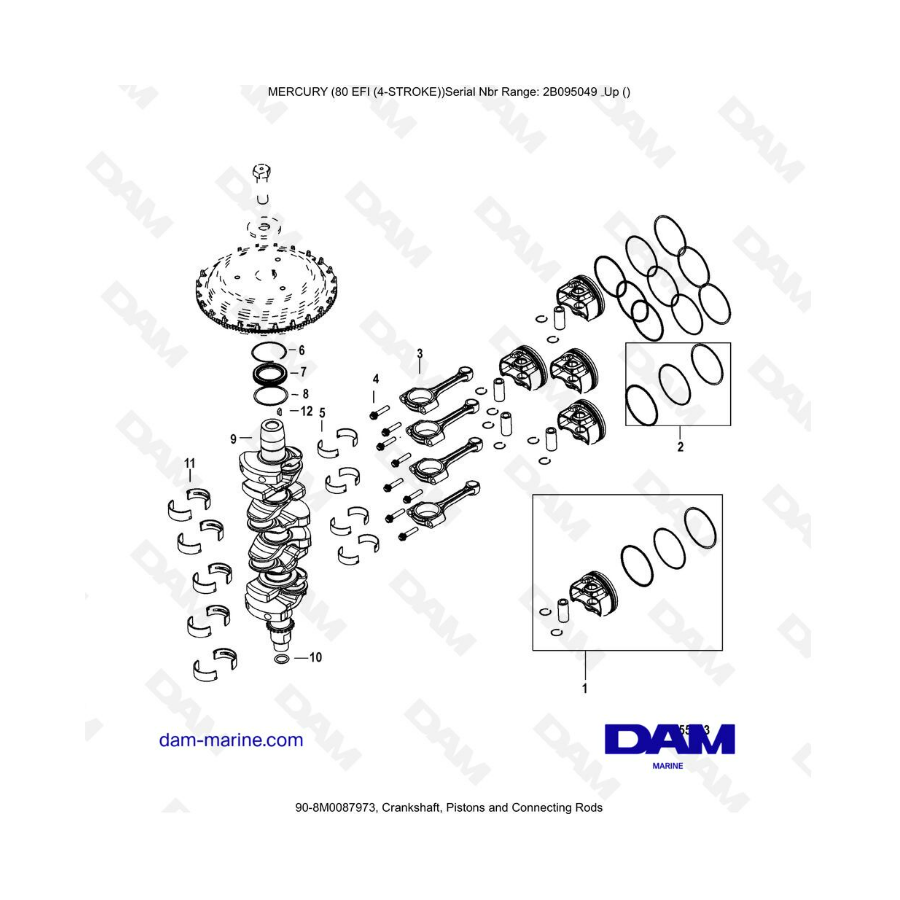 Mercury 80 EFI - Crankshaft, pistons & connecting rods