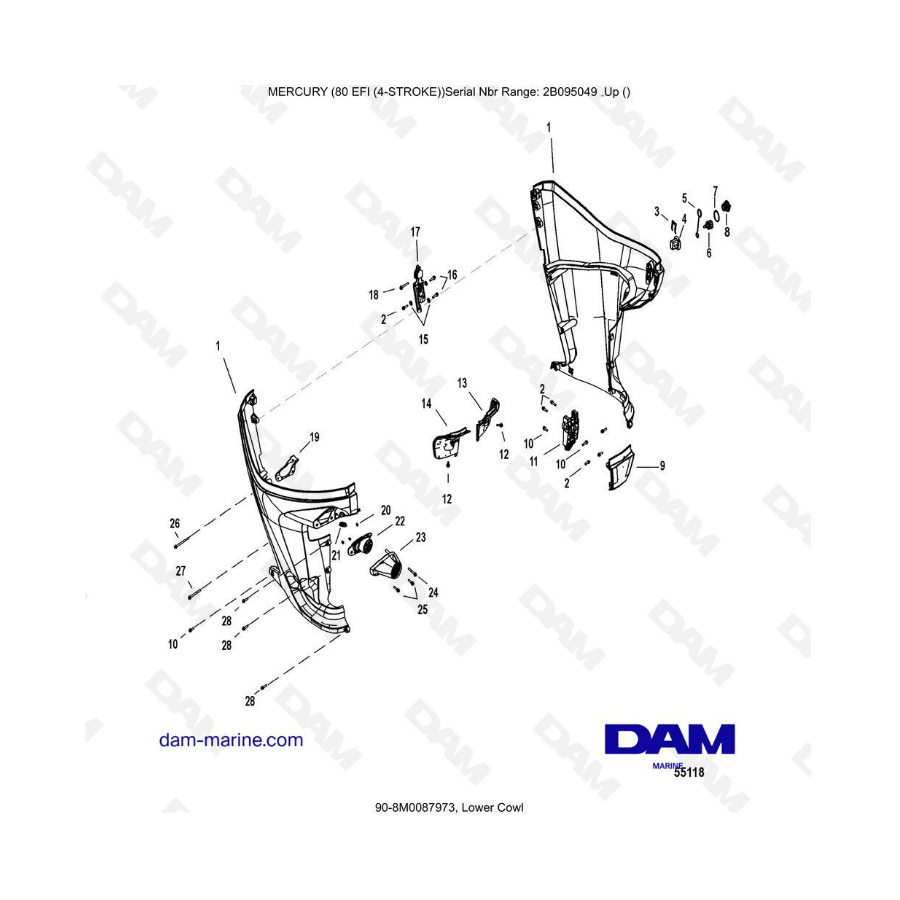 Mercury 90 EFI - Lower Cowl