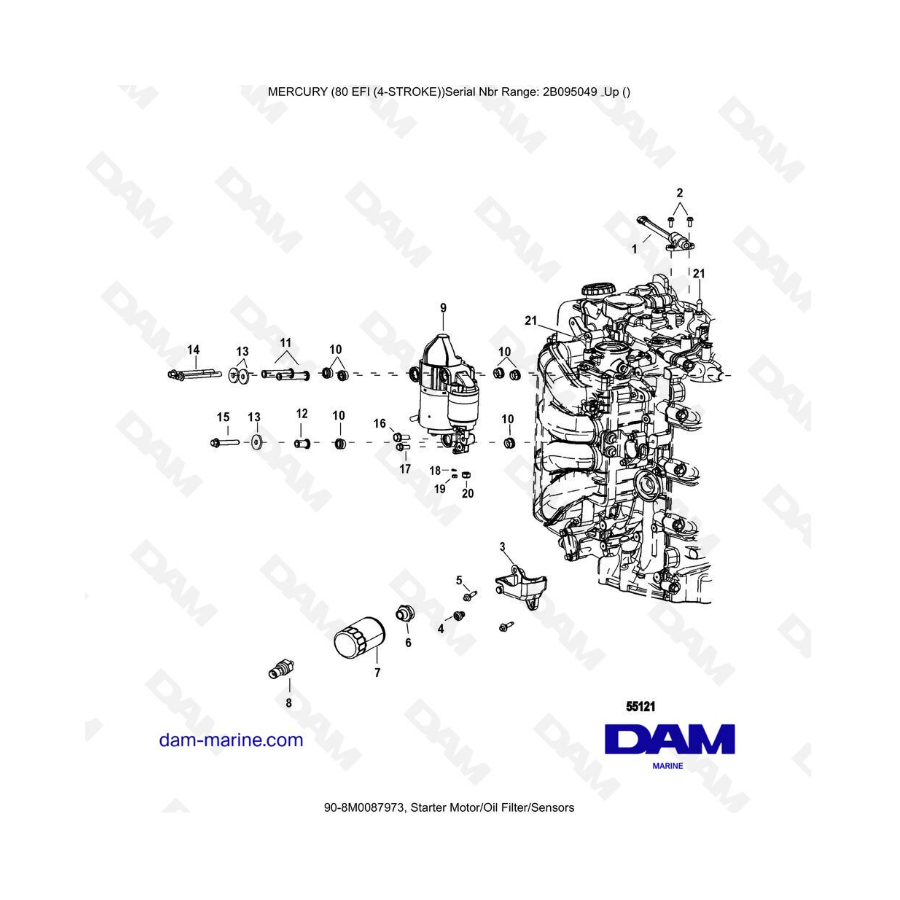 Mercury 90 EFI - Starter motor/Oil filters/Sensors