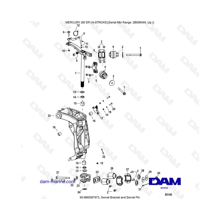 Mercury 90 EFI - Swivel Bracket and Swivel Pin