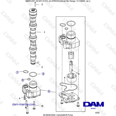 Mercury 30 EFI - Camshaft/Oil pump