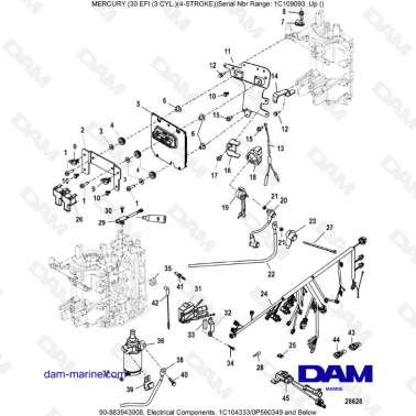 Mercury 30 EFI -  Electrical Components, 1C104333/0P560349 and Below