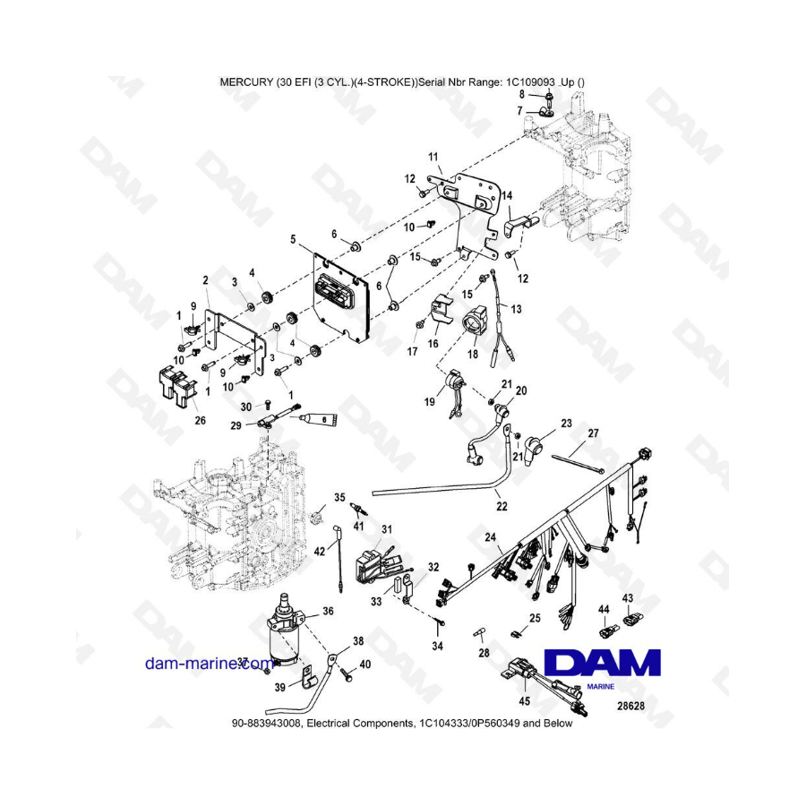 Mercury 30 EFI -  Electrical Components, 1C104333/0P560349 and Below