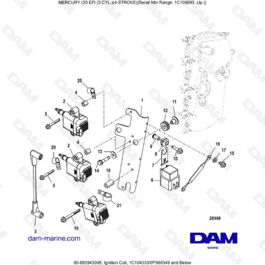 Mercury 30 EFI - Ignition coil (old)
