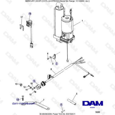 Mercury 30 EFI - Power trim kit, 830150A11
