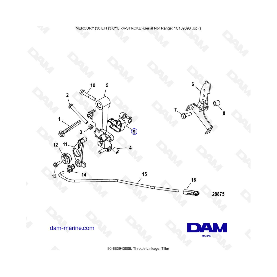 Mercury 30 EFI - Throttle linkage, remote