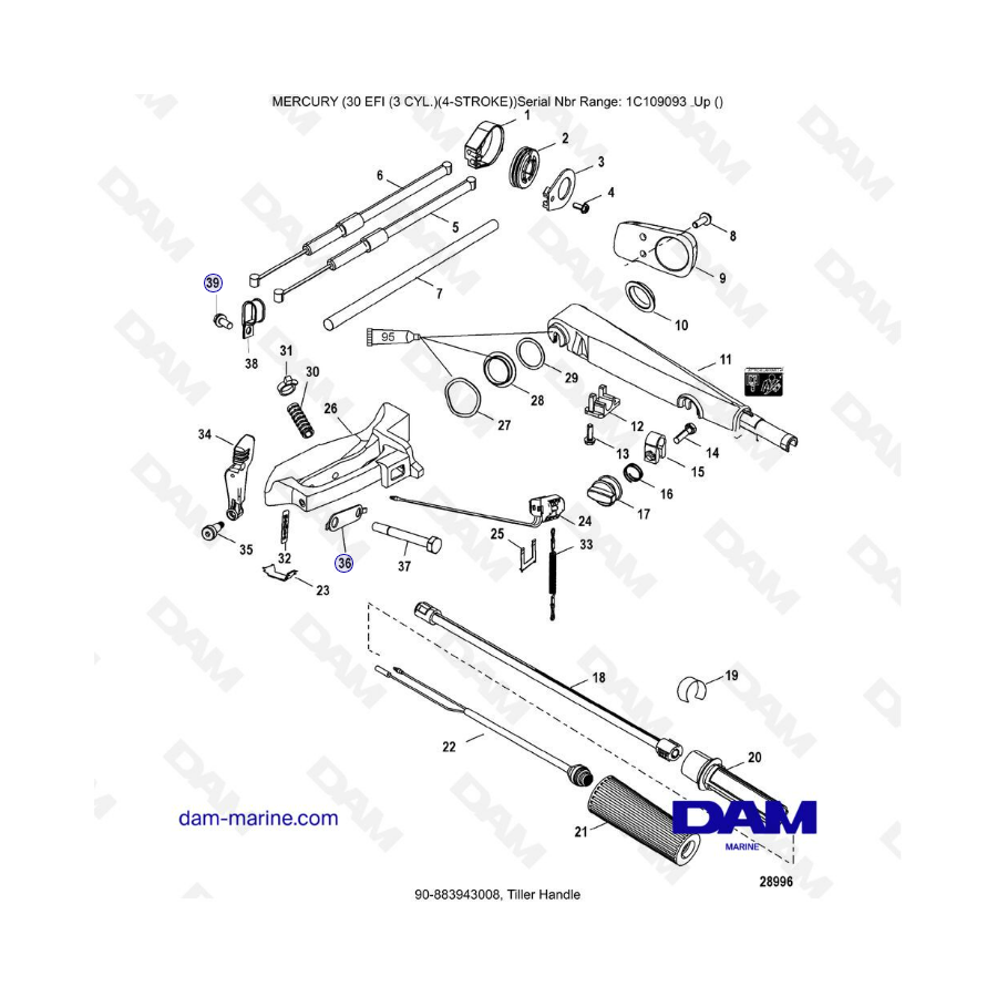 Mercury 30 EFI - Tiller Handle