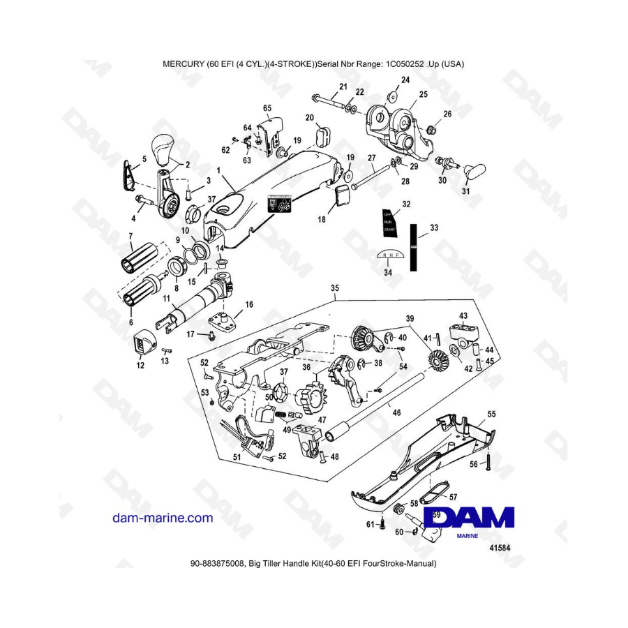 Mercury 60 EFI Big Tiller Handle Kit(4060 EFI FourStrokeManual