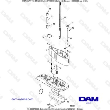 Mercury 60 EFI - Extension Kit, Driveshaft Housing 12092A20 - Bigfoot
