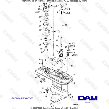 Mercury 60 EFI - Gear Housing, Driveshaft - 1.83:1 Gear Ratio