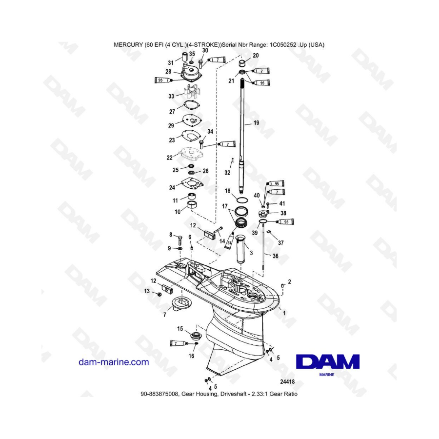 Mercury 60 EFI - Gear Housing, Driveshaft - 1.83:1 Gear Ratio