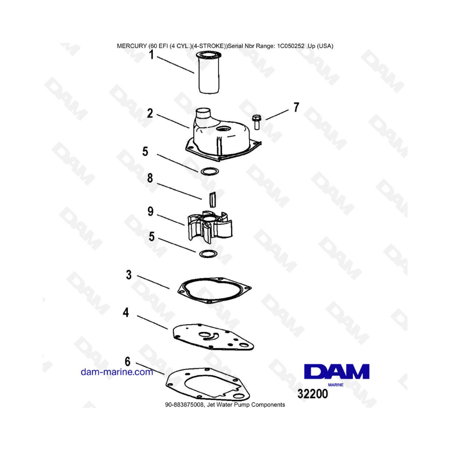 Mercury 60 EFI - Jet Water pump components