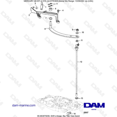 Mercury 60 EFI - Shift linkage, big tiller gas assist
