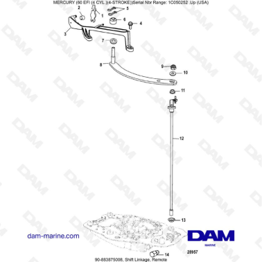 Mercury 60 EFI - Shift linkage, remote