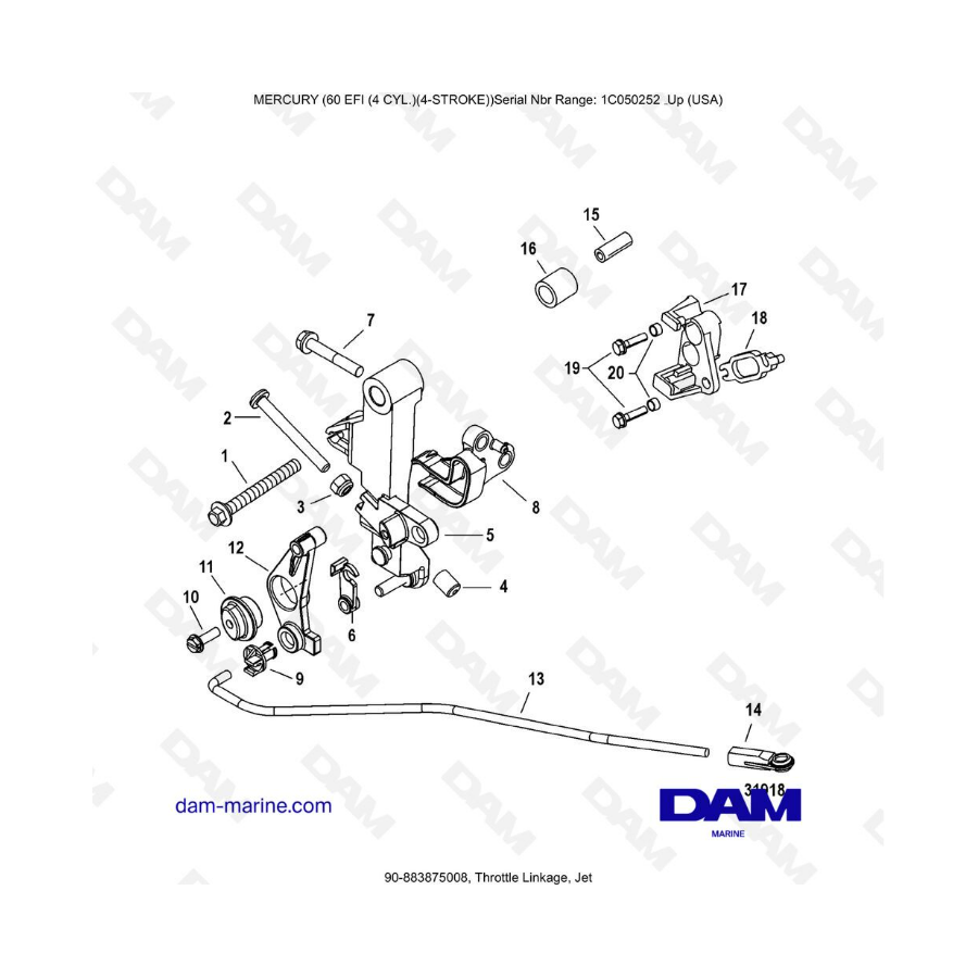 Mercury 60 EFI - Throttle linkage, jet