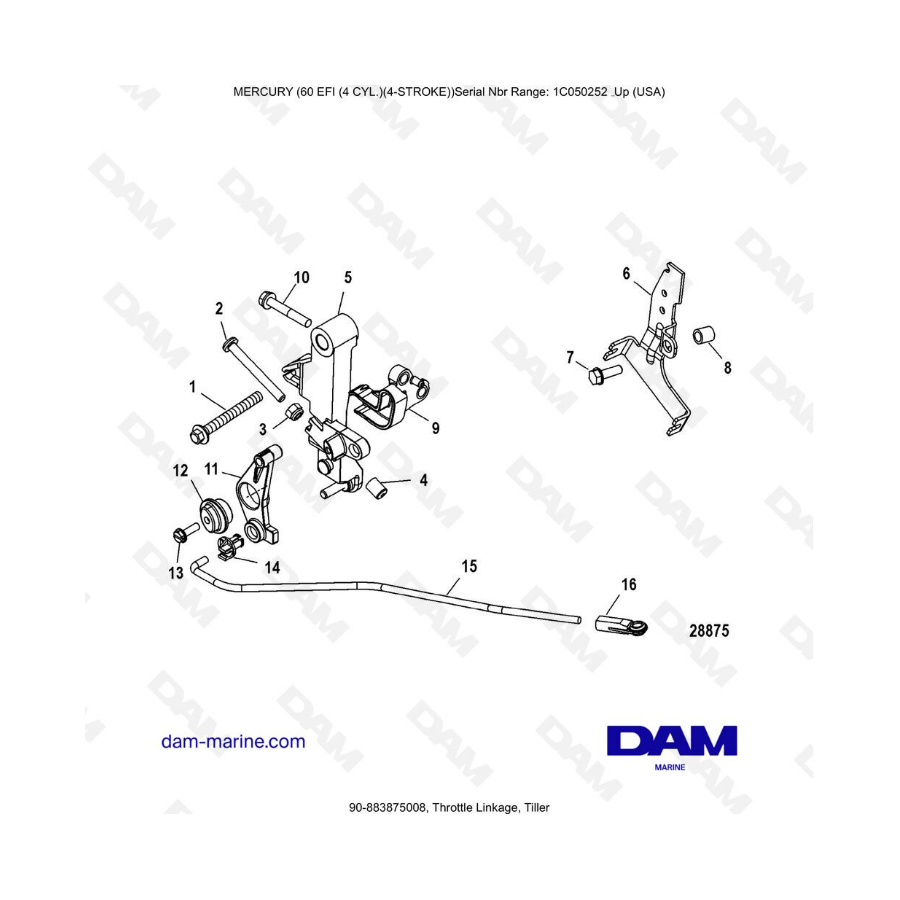 Mercury 60 EFI - Throttle Linkage, Tiller